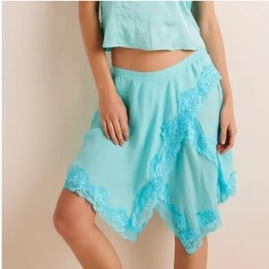 Free People Aqua Lace Trim Sleepwear Set